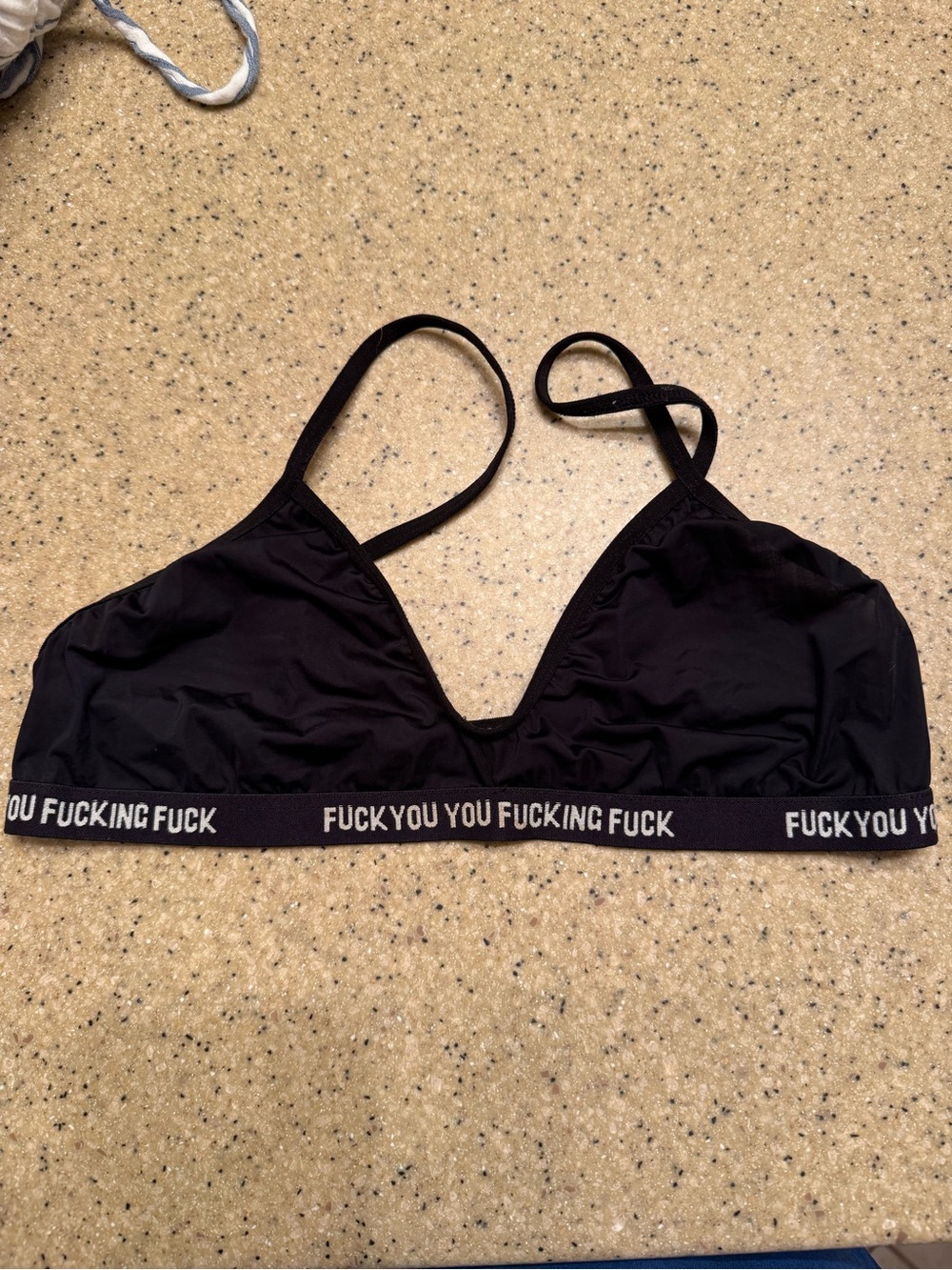 rare! R13 Black Bralette F*ck You Curse Word Statement Elastic Band One Size